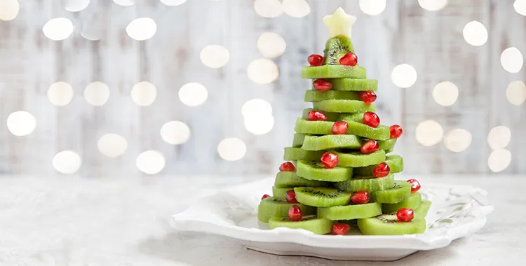 christmas tree made of kiwi fruit