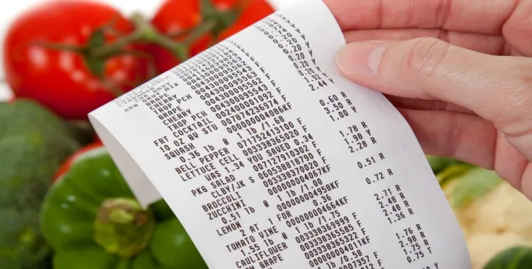 A food shopping receipt