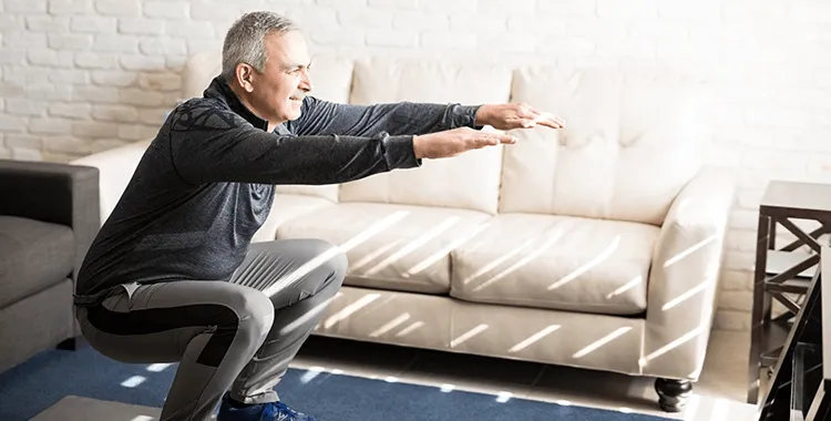Man doing exercise at home