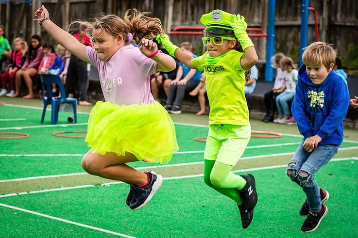 Kids jumping in the playground