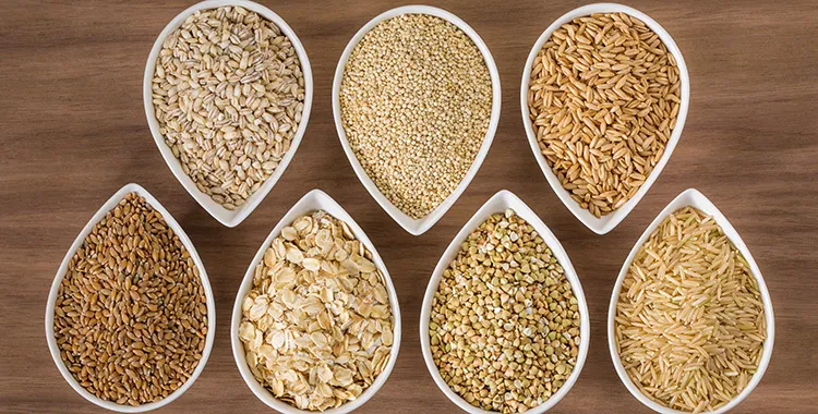 Whole grains in bowls