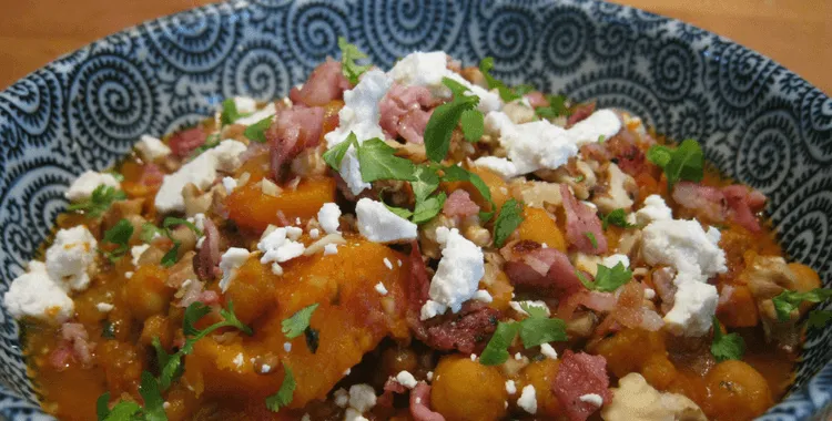 Bacon, chickpea and pumpkin stew
