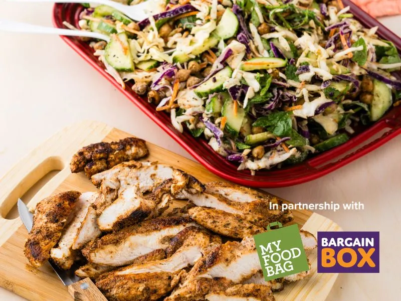 Platters of low carb chicken chop salad