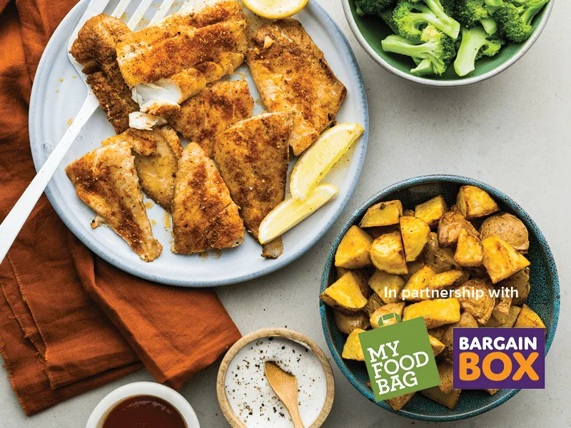 Spanish Spiced Fish with Potato Roasties & Lemony Broccoli