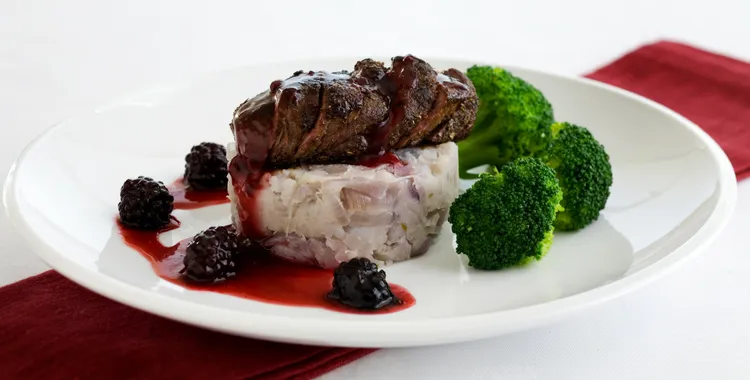 Visual of venison and purple potatoes