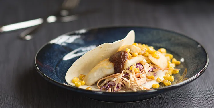 Grilled fish with coleslaw and tortilla