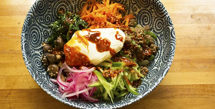 Colourful selection of Korean delicacies