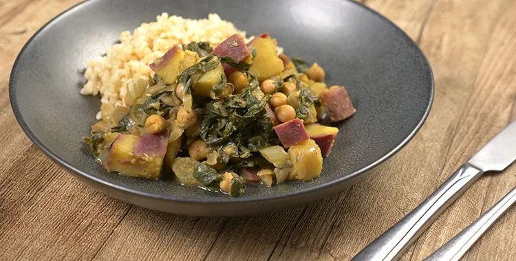 Kumara and silverbeet curry