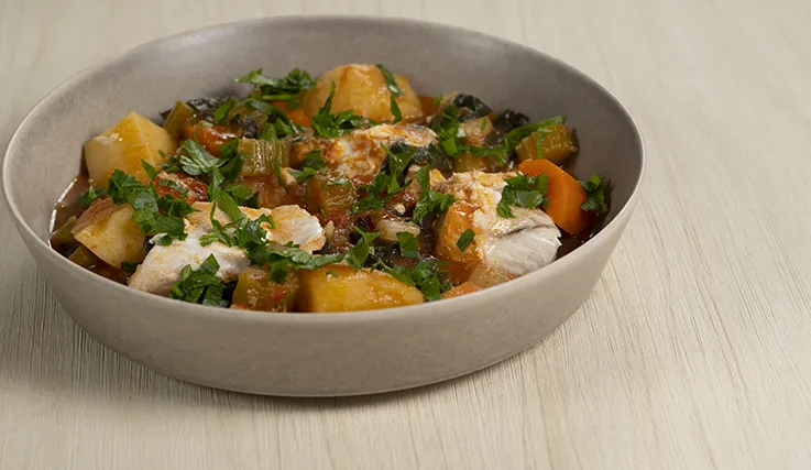 A hearty broth makes a great meal on a winter's day.  Use any type of fish you have available and add any other seafood you like as well.