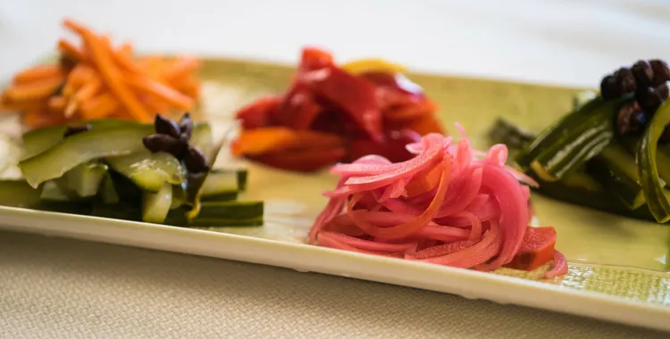 Pickled vegetables on a plate
