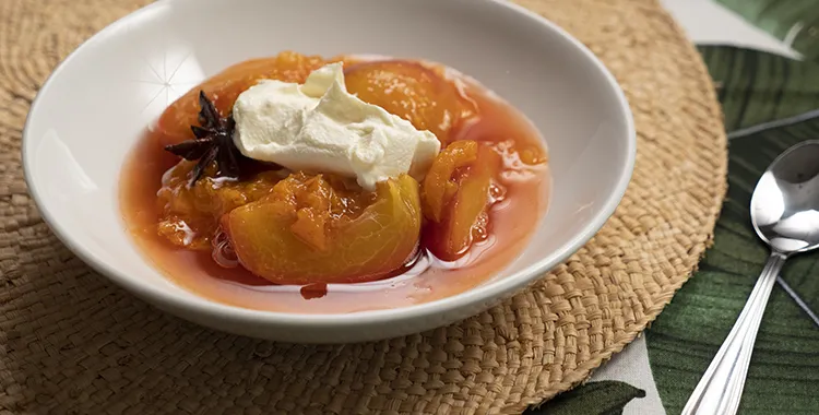 Poached stone fruits with star anise and cinnamon