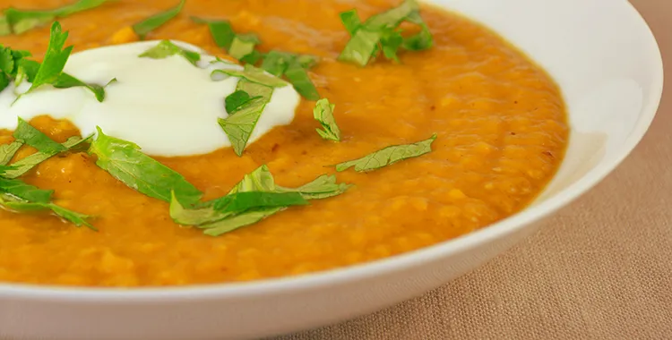 Roast pumpkin and lentil soup