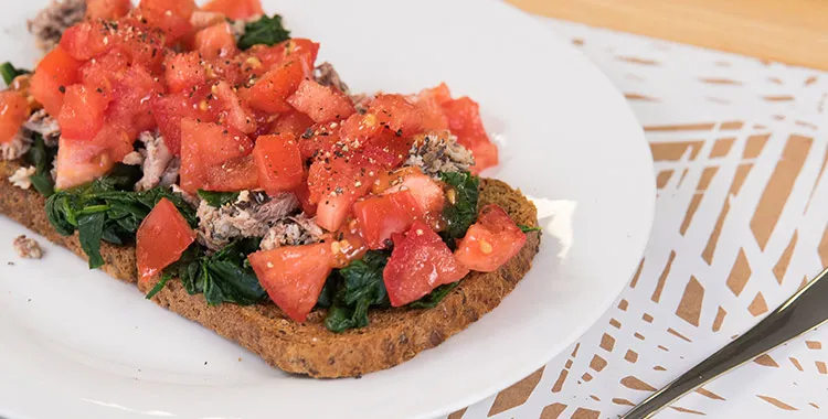 sardines, spinach and tomato on toast recipe