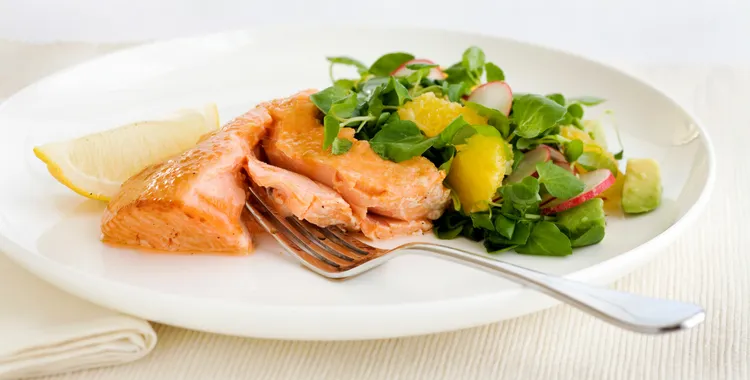 Visual of smoked salmon with avocado and orange