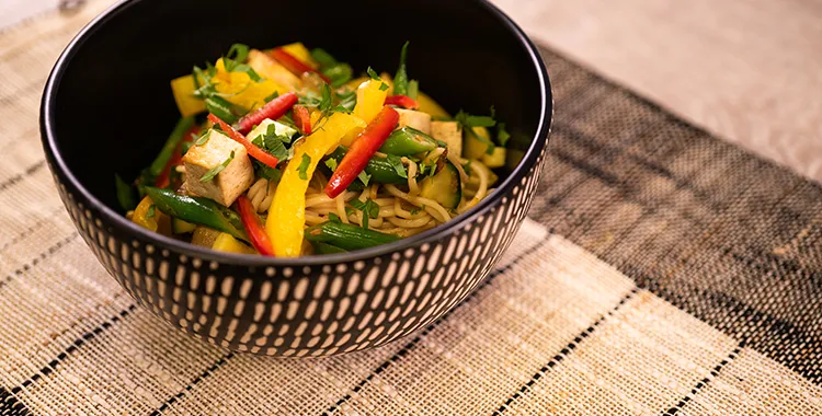vegetable noodles in a bowl