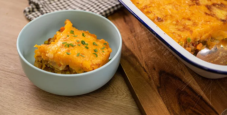 lentil and vegetable potato top pie