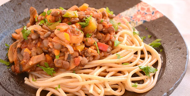 Vegetable and lentil healthy bolognese recipe