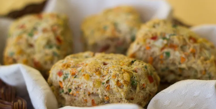 Vegetable scones in basket