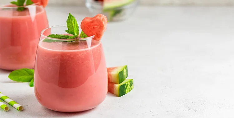 Delicious pink smoothie made with watermelons