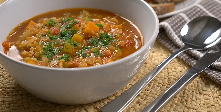 Winter lentil barley and vegetable soup