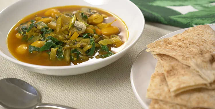Winter vegetable soup in a bowl