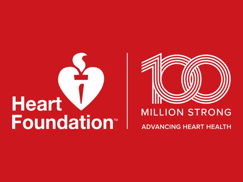 Heart Foundation 100 million strong campaign logo celebrating $100 million invested in advancing heart health research and improving cardiovascular care in New Zealand.