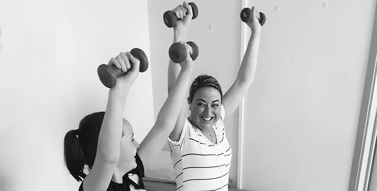 Heidi and coco exercising