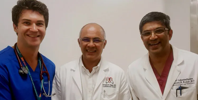 Dr Mariusz Wolbinski with Cardiac Surgeon Dr Vinnie Bapat, and Interventional Cardiologist and Valve Service Clinical Leader Dr Susheel Kodali