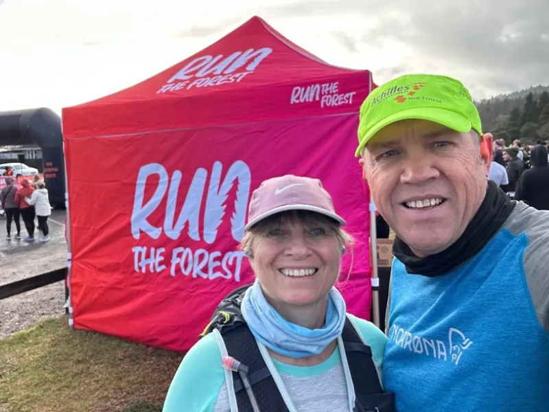 Martin Boulot and wife Debs at Rotorua Forest Run