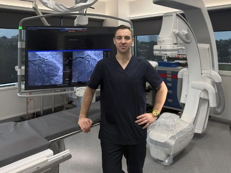 Dr Sergej Cicovic in a cardiac catheterisation laboratory where emergency procedures are performed to treat major heart attacks.