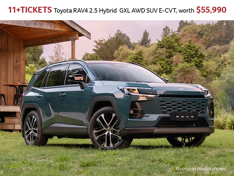 Toyota RAV4 2.5 Hybrid GXL AWD SUV prize image showing vehicle parked outdoors