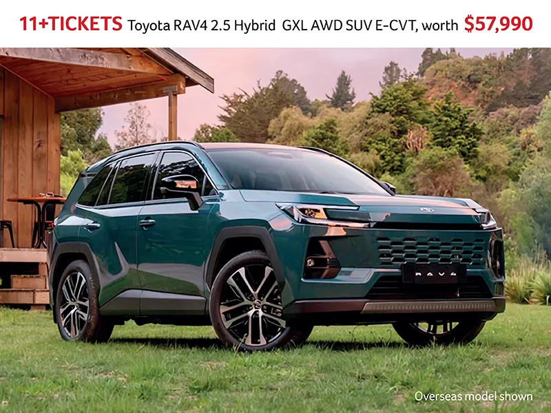 Toyota RAV4 2.5 Hybrid GXL AWD SUV prize image showing vehicle parked outdoors