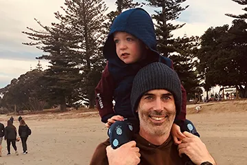 Geoff and Jack on the beach