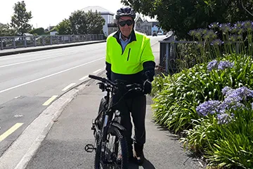 Jim riding his electric bike