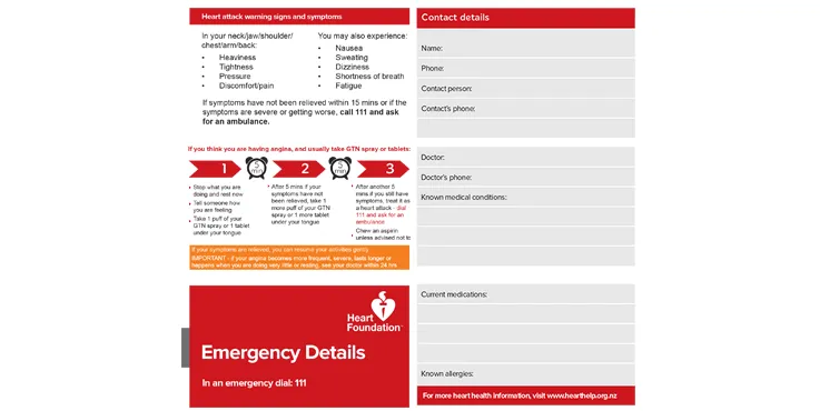 Emergency wallet card with space for emergency contact details