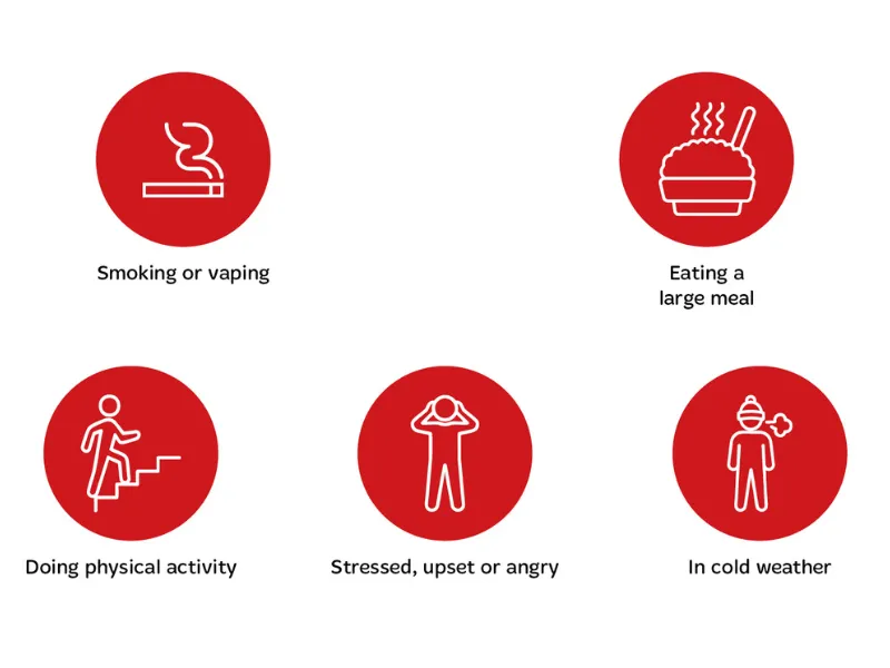 Infographic of the causes of Angina