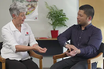 Man getting pulse checked