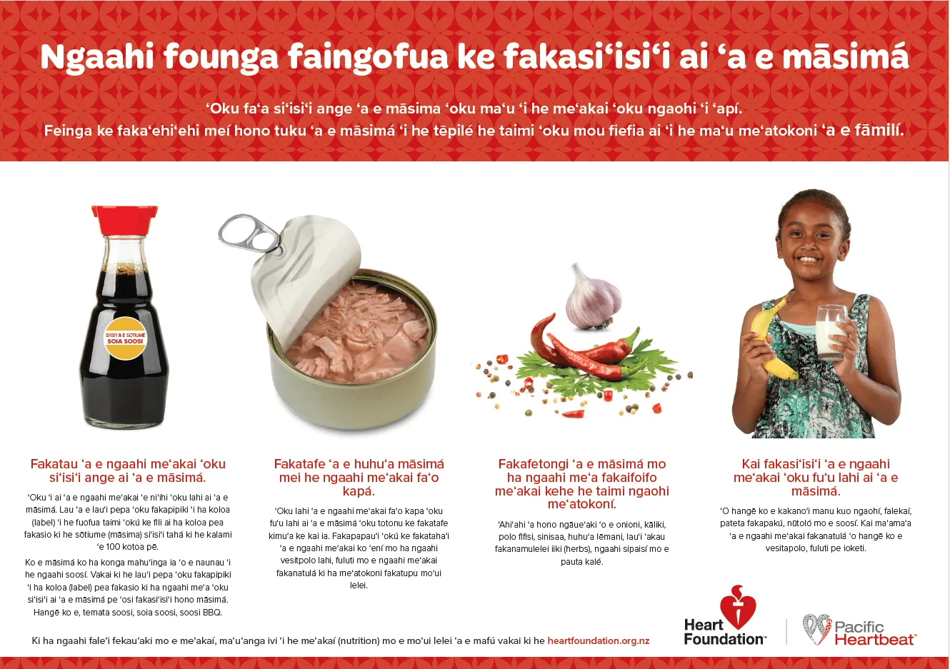 Cover image for the heart health resource - easy ways to reduce salt, Tongan version.