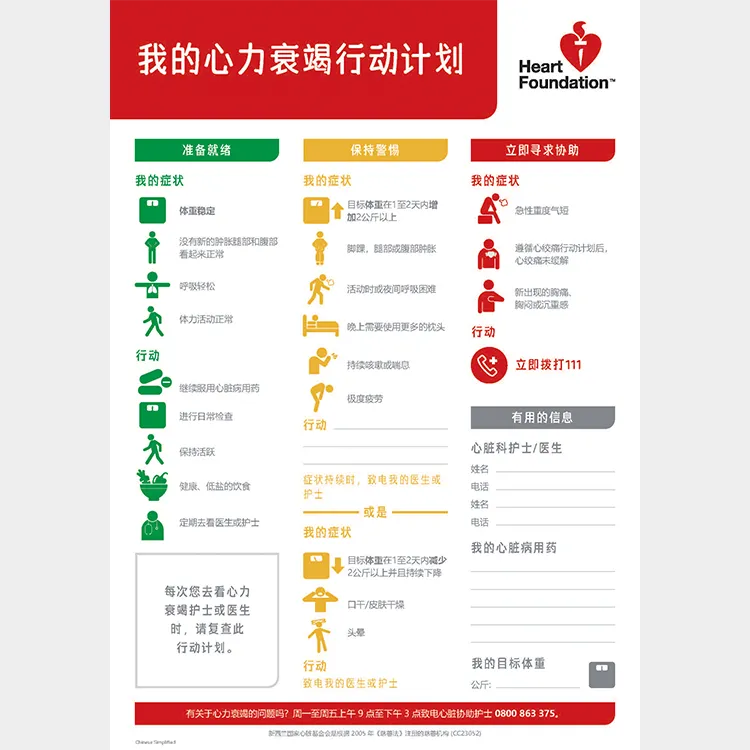 Cover of the heart failure action plan, chinese version