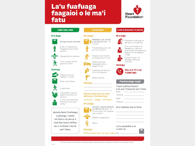 Cover image for the heart failure action plan, samoan version.