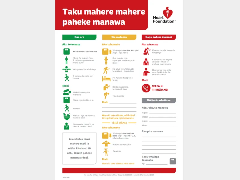 Cover image for the heart failure action plan, te reo maori version.
