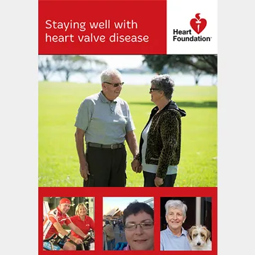 Cover image of 'Staying well with heart valve disease' - 2025 version, A5 booklet.