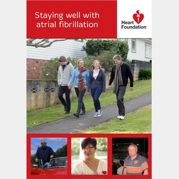 A cover image of the ;Staying well with atrial fibrillation' A5 booklet