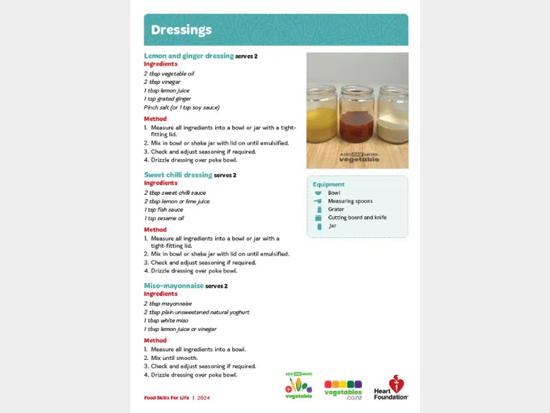 Dressings recipe for the Add one more vegetable series.